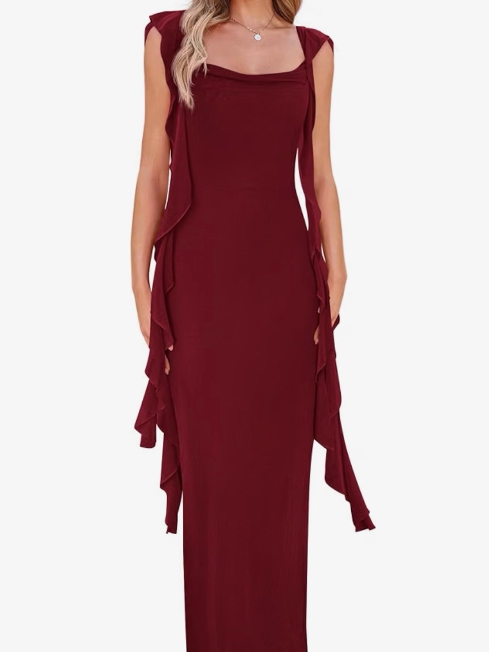 NWT Cowl Neck Sleeveless Maxi Dress in Wine